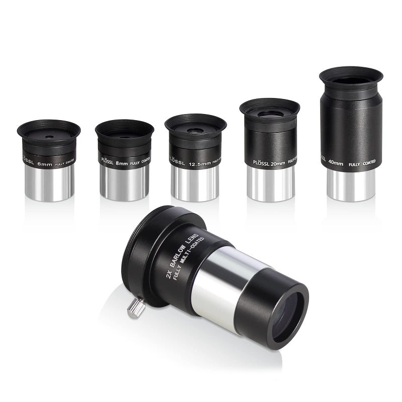 Solomark 1.25-Inch Telescope Eyepiece and Filter Set - Telescope Accessory Kit (Silver) - 5pcs Plossl Eyepiece Set, 7pcs Filter Set, 2X Barlow Lens - Image 3